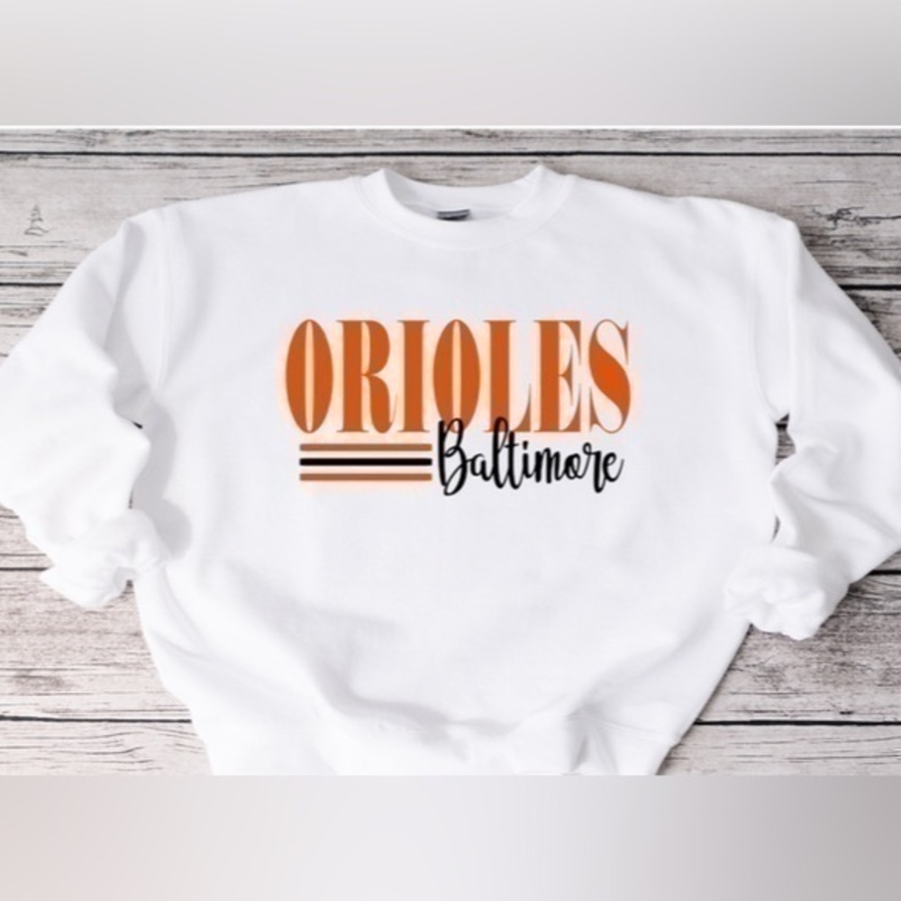 Orioles Striped Crewneck- white